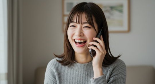 みんなの電話占い(みん電)で電話占いをする女性