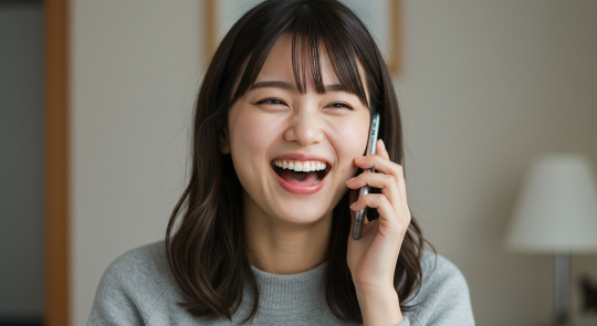 電話占いピュアリで電話占いをする女性