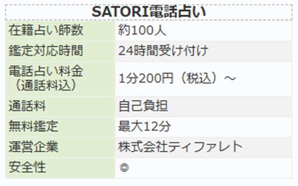 SATORI（サトリ）電話占いのサービス概要